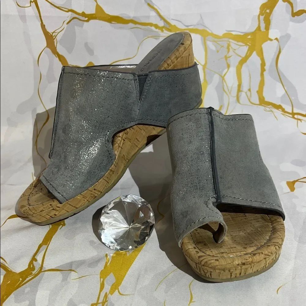 * Donald J. Pliner Sparkling Gray Sparkle Wedge Mules